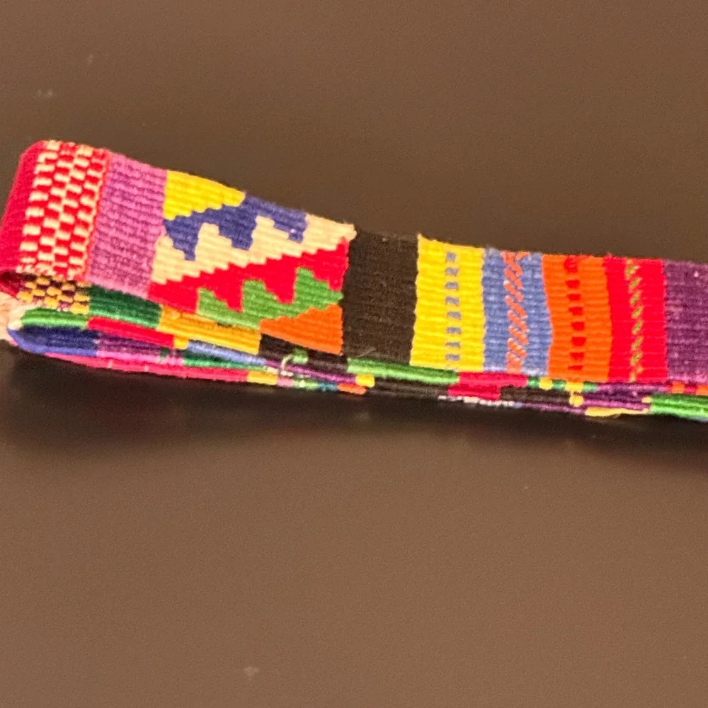 Vintage Handwoven Multi Color Geometric Textile Sash Belt 74in long